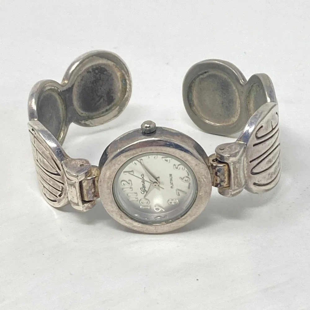Geneva Womens Watch 27mm Faith Christian Hope Silver Tone Cuff New Battery 6.25